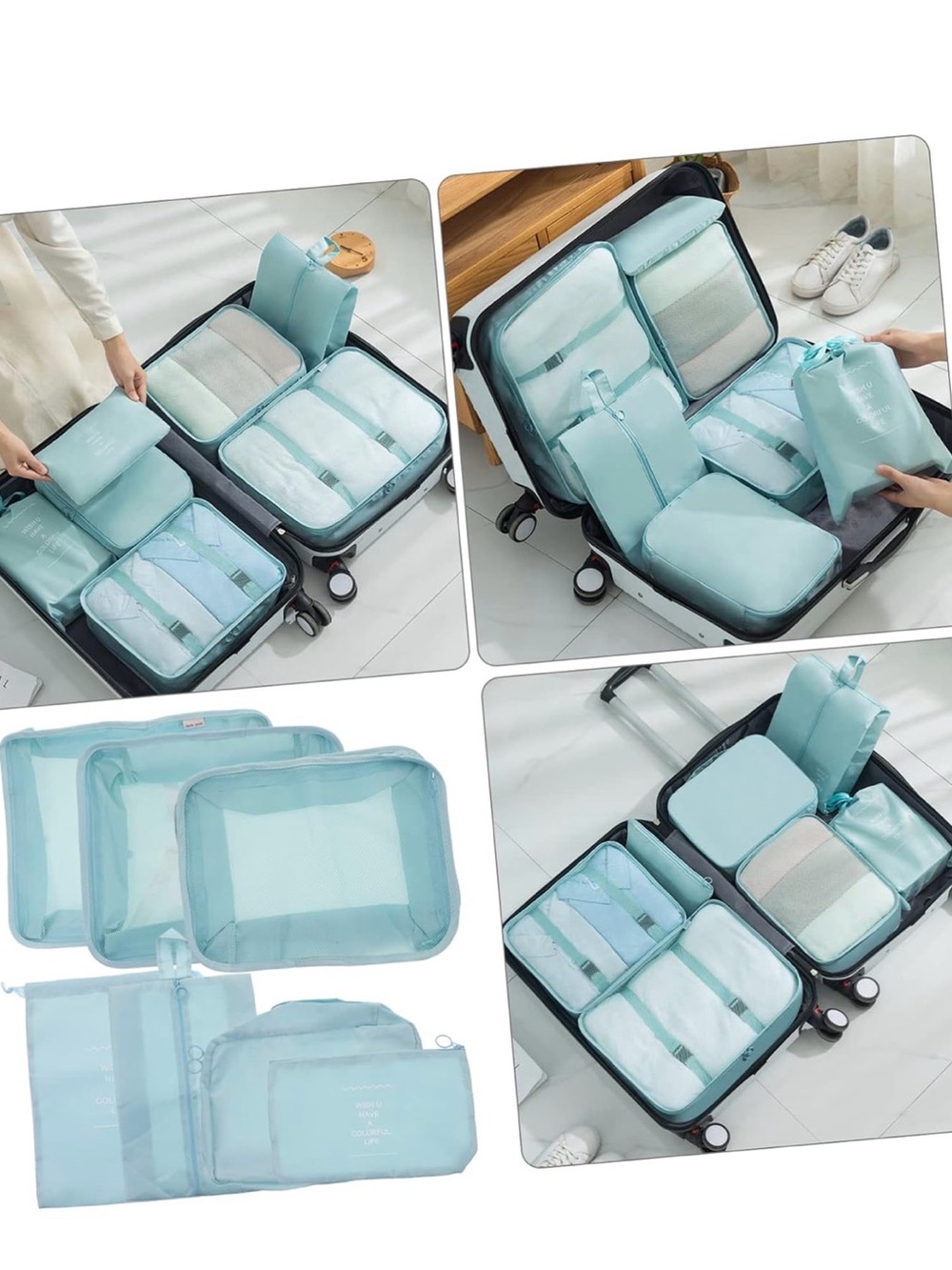 Travel Packing Cubes Set - Light Blue